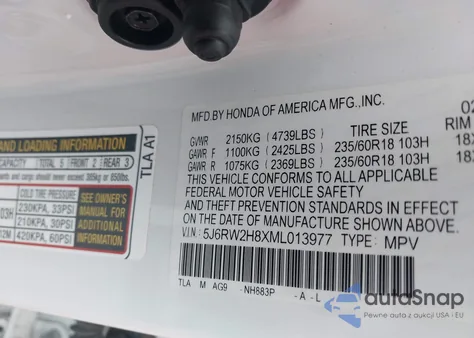 2021 Honda Cr-V Awd Ex-L from USA, damaged, VIN 5J6RW2H8XML013977